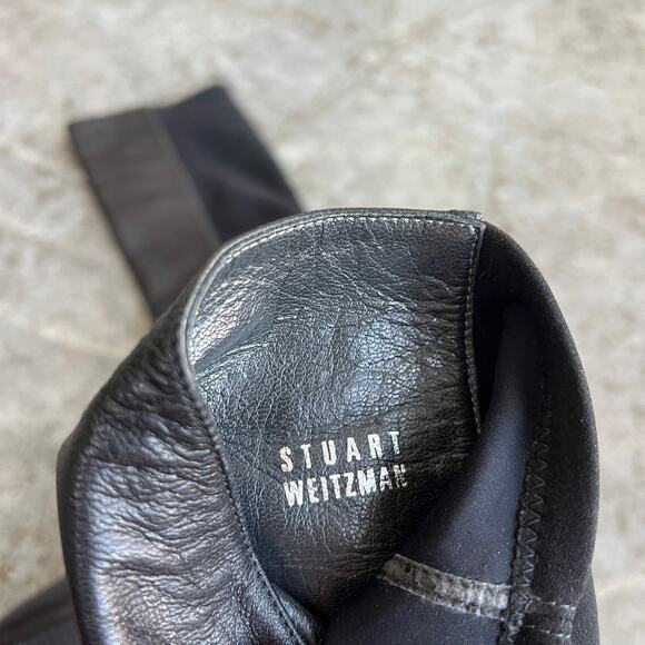 Stuart Weitzman Black Leather "Plack" 50/50 Wedge Knee High Boots Size 6 M - Picture 11 of 14